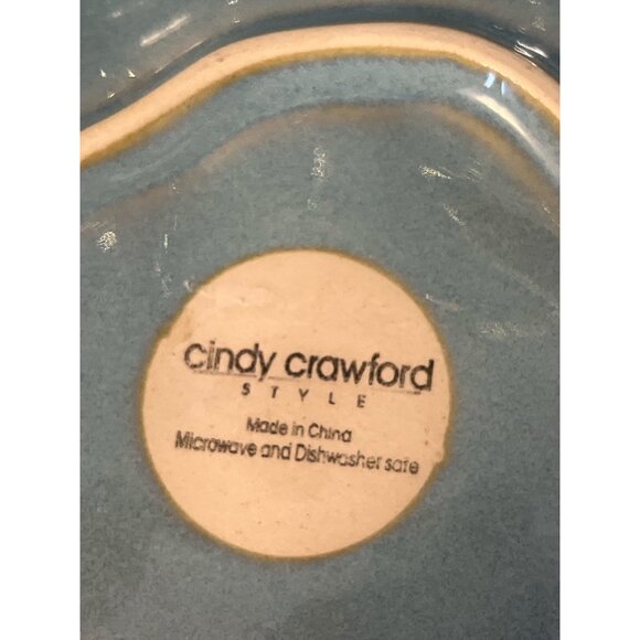 Cindy Crawford Style Ceramic Seashell Plate – Blue Glaze – 7.5 x 5.25” – Very Go - Picture 2 of 3